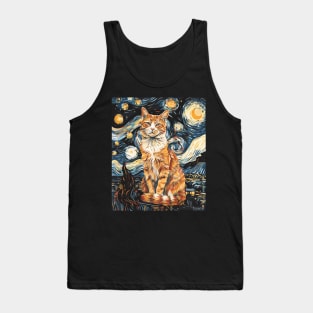 Cat Starry Night Cosmic Dreams Tank Top